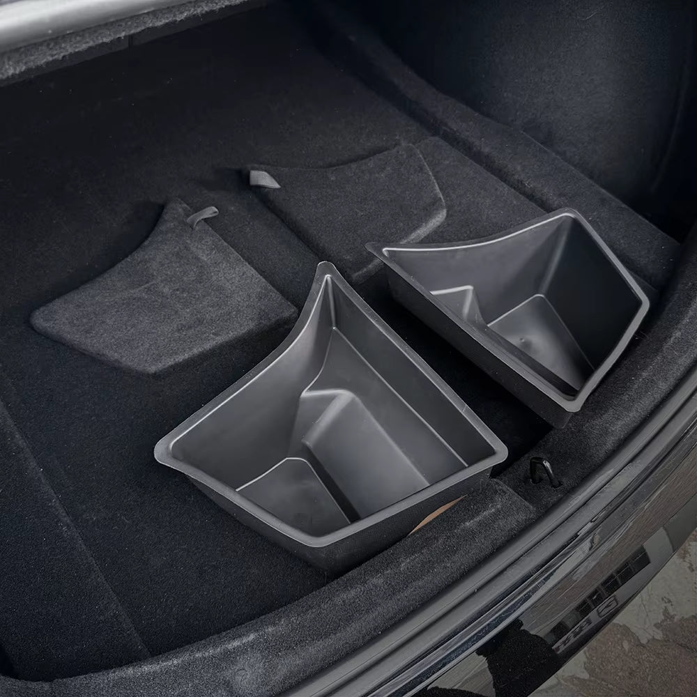For Tesla Model 3+ Highland 2024 Rear Trunk Side ABS Storage Box with Flocking Lids