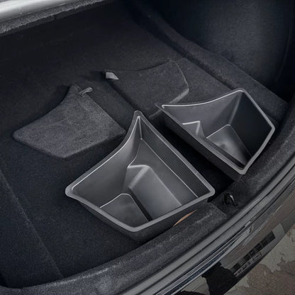 For Tesla Model 3+ Highland 2024 Rear Trunk Side ABS Storage Box with Flocking Lids