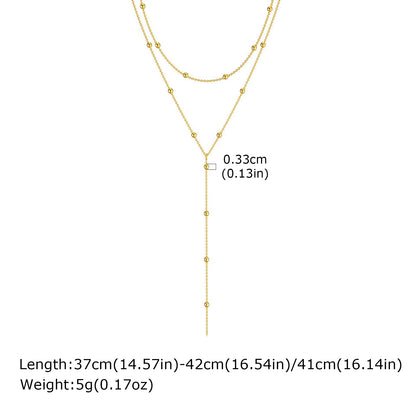 2024 Stainless Steel Lip Chain,Double Layered Fringe Necklace,Gold Color Chaoker Fashion Jewelry Long Neckalce Sets for Women