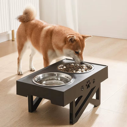 Dogs Double Bowl Adjustable Heights Elevated Pet Cat Food Feeding Dish with Stand Lift Tabel for Dog Water Feeder Stainless