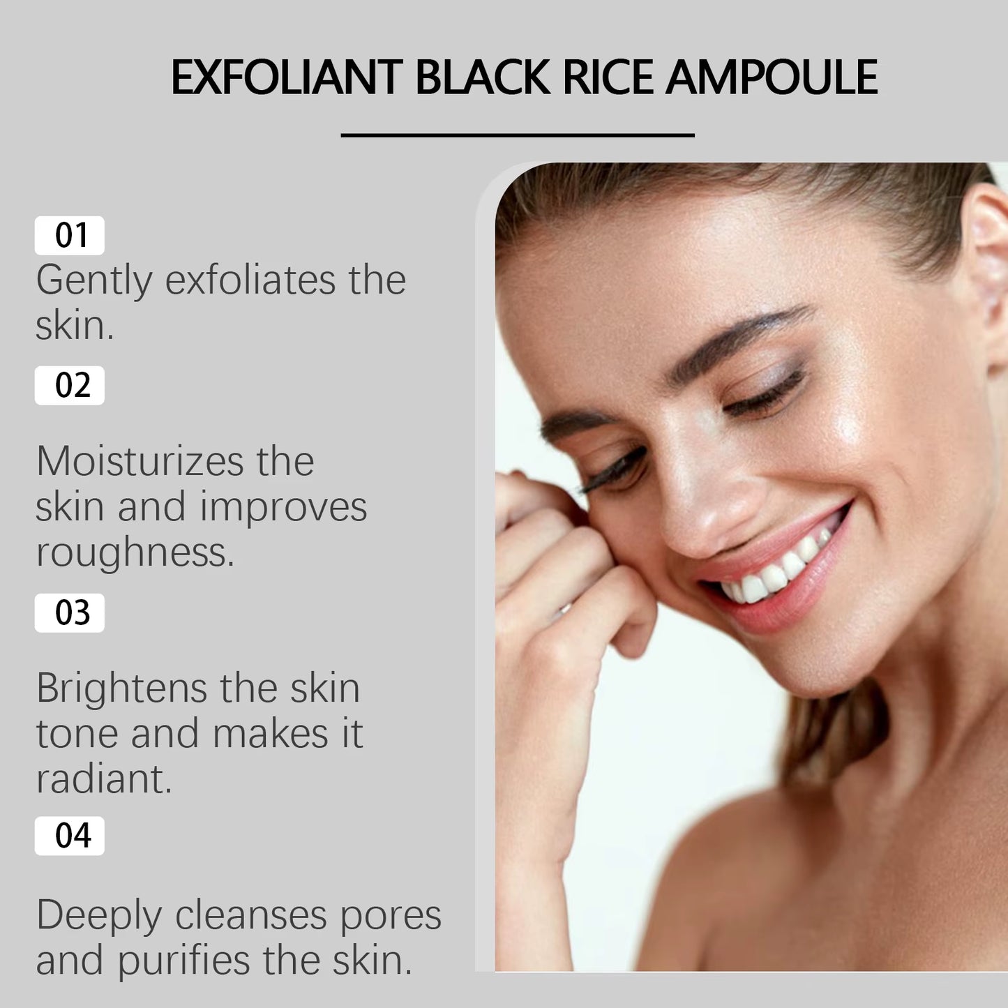 Exfoliating Facial Serum Blackhead Remover Smoothing Cleansing Pores Brightening Moisturizing Scrub Essence Black Rice Ampoule