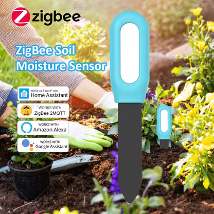 Tuya Zigbee Smart Soil Tester Humidity Temperature Moisture Sensor App Monitor for Plant Garden Work with Home Assistant Z2M