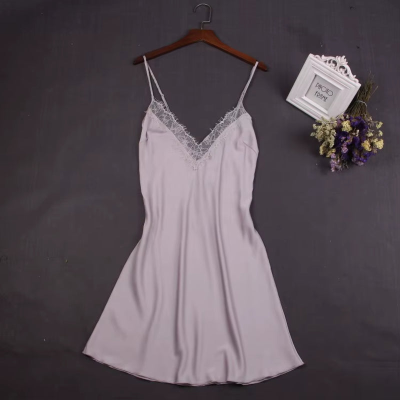 Sexy White Women Nightwear Lace Nightdress Nighty Mini Nightgown Suspender Skirt Sleepwear Rayon Sleeveless for Female M-XXL