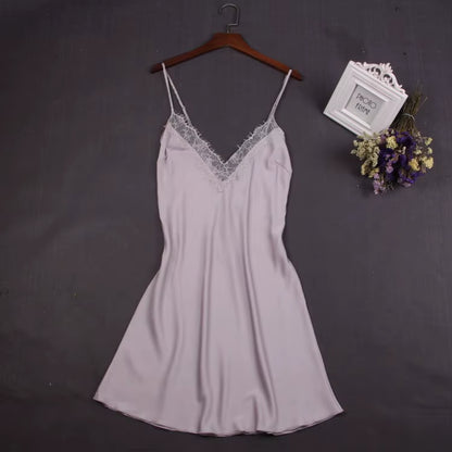 Sexy White Women Nightwear Lace Nightdress Nighty Mini Nightgown Suspender Skirt Sleepwear Rayon Sleeveless for Female M-XXL