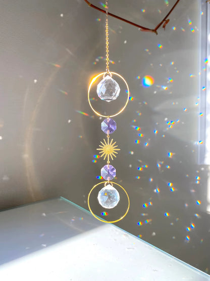 Crystal Sun Catcher Prism Rainbow Maker Hanging Lightcatcher Sun Boho Window Hanger Car Accessory Charm Home Pendant Decorations