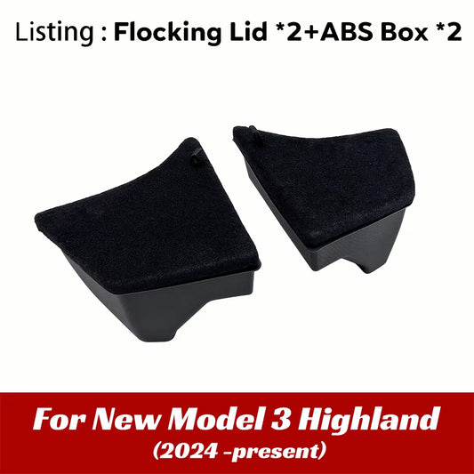 For Tesla Model 3+ Highland 2024 Rear Trunk Side ABS Storage Box with Flocking Lids