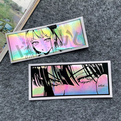 JDM Anime Girl Eyes Gaze Motorcycle Stickers Waterproof Moto Bike Helmet Side Panels Fuel Tank Fairing Vinyl Decals Accessories