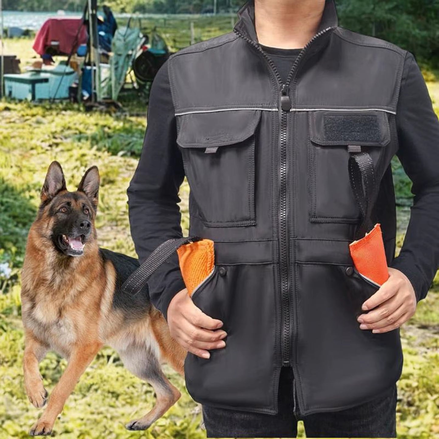 Dog Training Vest for Pet Agility Obedience Dog Trainer Workwear Vest Bite Tugging Protective Jacket with Pocket for Men Women
