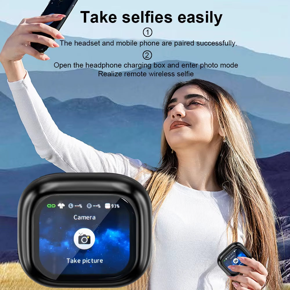 Original  TWS Wireless Bluetooth Earphones Earbuds Smart LCD Touch Screen Hifi Stereo Sound Headphones HD Call with APP