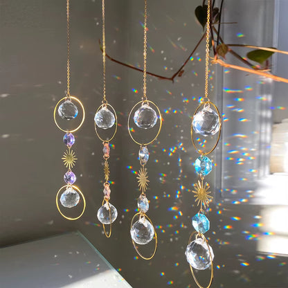 Crystal Sun Catcher Prism Rainbow Maker Hanging Lightcatcher Sun Boho Window Hanger Car Accessory Charm Home Pendant Decorations