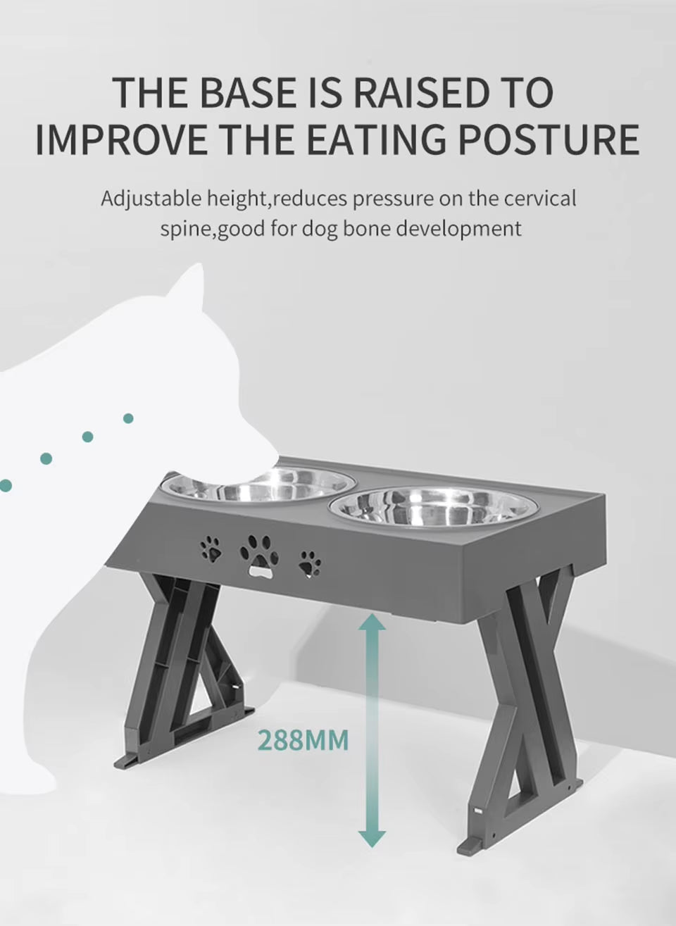 Dogs Double Bowl Adjustable Heights Elevated Pet Cat Food Feeding Dish with Stand Lift Tabel for Dog Water Feeder Stainless