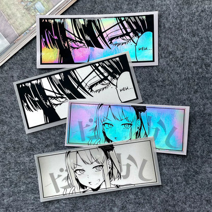 JDM Anime Girl Eyes Gaze Motorcycle Stickers Waterproof Moto Bike Helmet Side Panels Fuel Tank Fairing Vinyl Decals Accessories