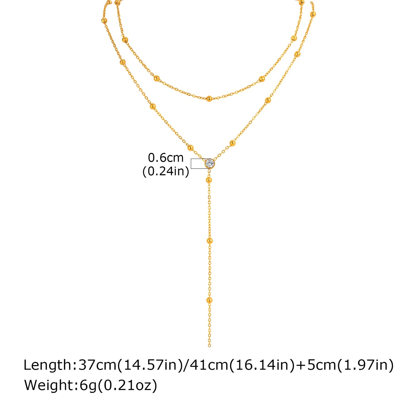 2024 Stainless Steel Lip Chain,Double Layered Fringe Necklace,Gold Color Chaoker Fashion Jewelry Long Neckalce Sets for Women