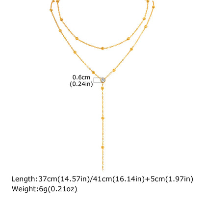 2024 Stainless Steel Lip Chain,Double Layered Fringe Necklace,Gold Color Chaoker Fashion Jewelry Long Neckalce Sets for Women