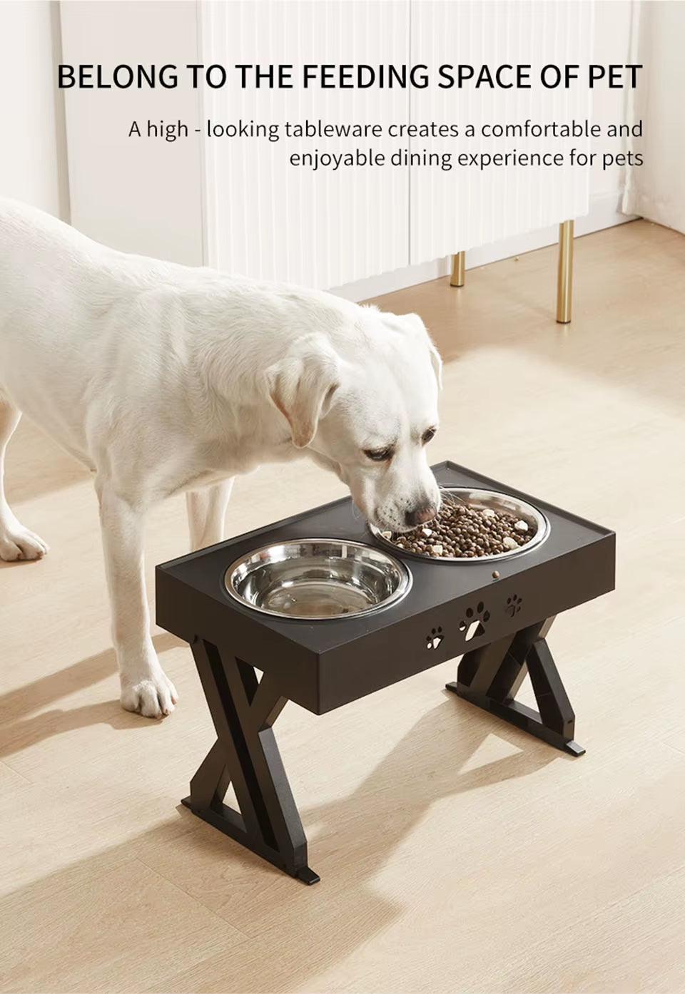 Dogs Double Bowl Adjustable Heights Elevated Pet Cat Food Feeding Dish with Stand Lift Tabel for Dog Water Feeder Stainless