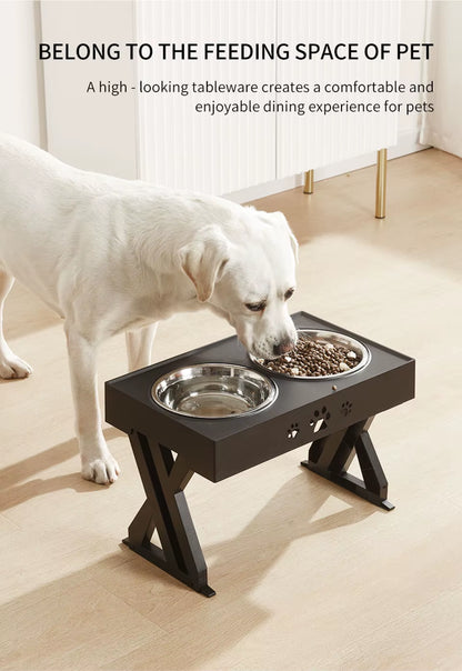 Dogs Double Bowl Adjustable Heights Elevated Pet Cat Food Feeding Dish with Stand Lift Tabel for Dog Water Feeder Stainless