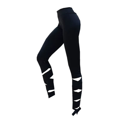 Women Ballerina Yoga Pants Bandage Leggings Fitnesss Running High Waist Leggings Side Cross Straps Sports Pants P1612