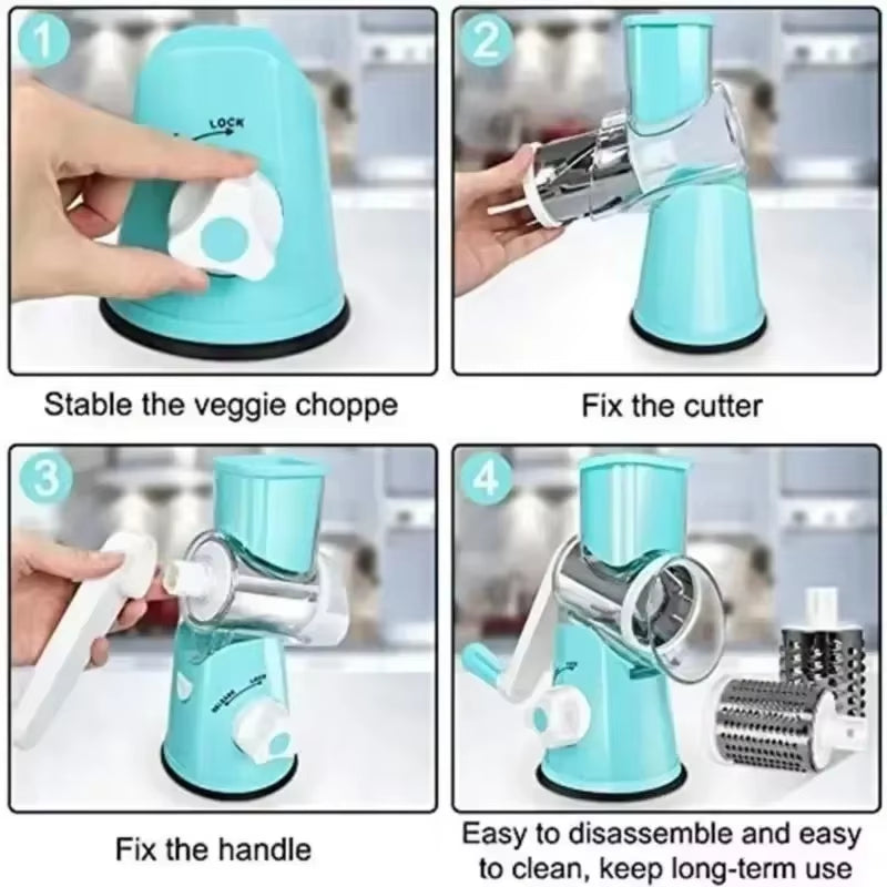 Roller Vegetable Cutter Multifunctional Hand Crank Home Kitchen Shredder 3 in 1 Potato Vegetable Slicer Kitchen Cooking Tools