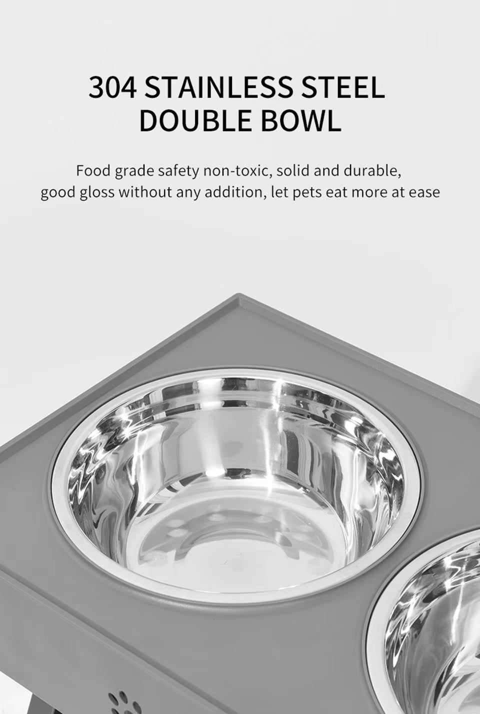 Dogs Double Bowl Adjustable Heights Elevated Pet Cat Food Feeding Dish with Stand Lift Tabel for Dog Water Feeder Stainless