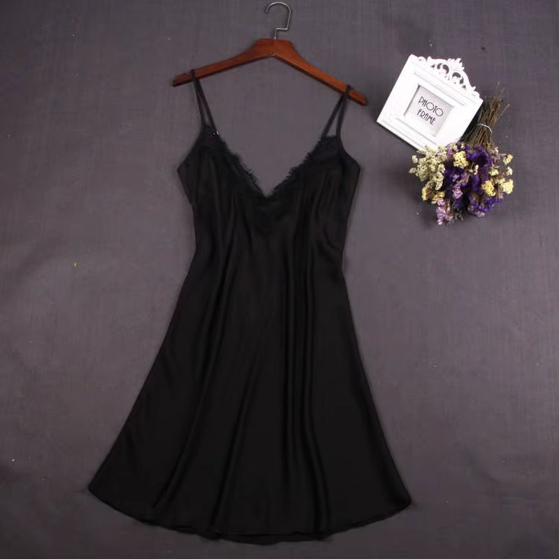 Sexy White Women Nightwear Lace Nightdress Nighty Mini Nightgown Suspender Skirt Sleepwear Rayon Sleeveless for Female M-XXL