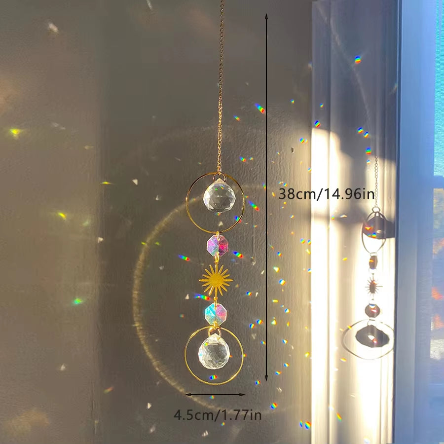 Crystal Sun Catcher Prism Rainbow Maker Hanging Lightcatcher Sun Boho Window Hanger Car Accessory Charm Home Pendant Decorations