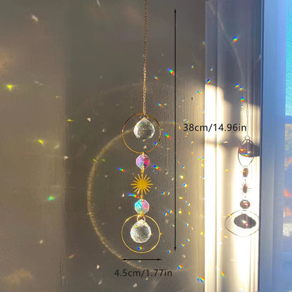 Crystal Sun Catcher Prism Rainbow Maker Hanging Lightcatcher Sun Boho Window Hanger Car Accessory Charm Home Pendant Decorations