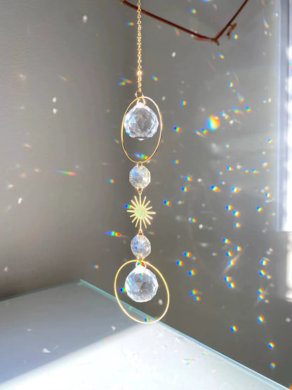 Crystal Sun Catcher Prism Rainbow Maker Hanging Lightcatcher Sun Boho Window Hanger Car Accessory Charm Home Pendant Decorations