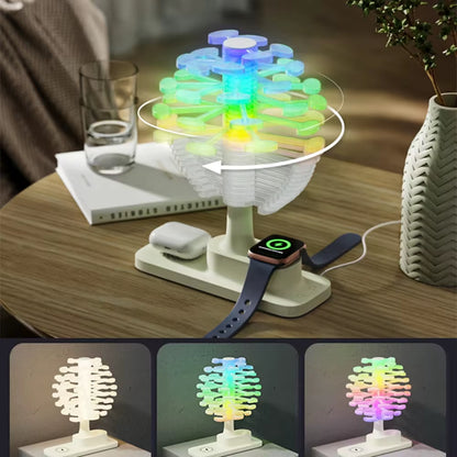 Creative Spiral Tree Night Light 3-In-1 Wireless Charging Ambient Table Lamp Bedside Desktop Lamp Home Decor