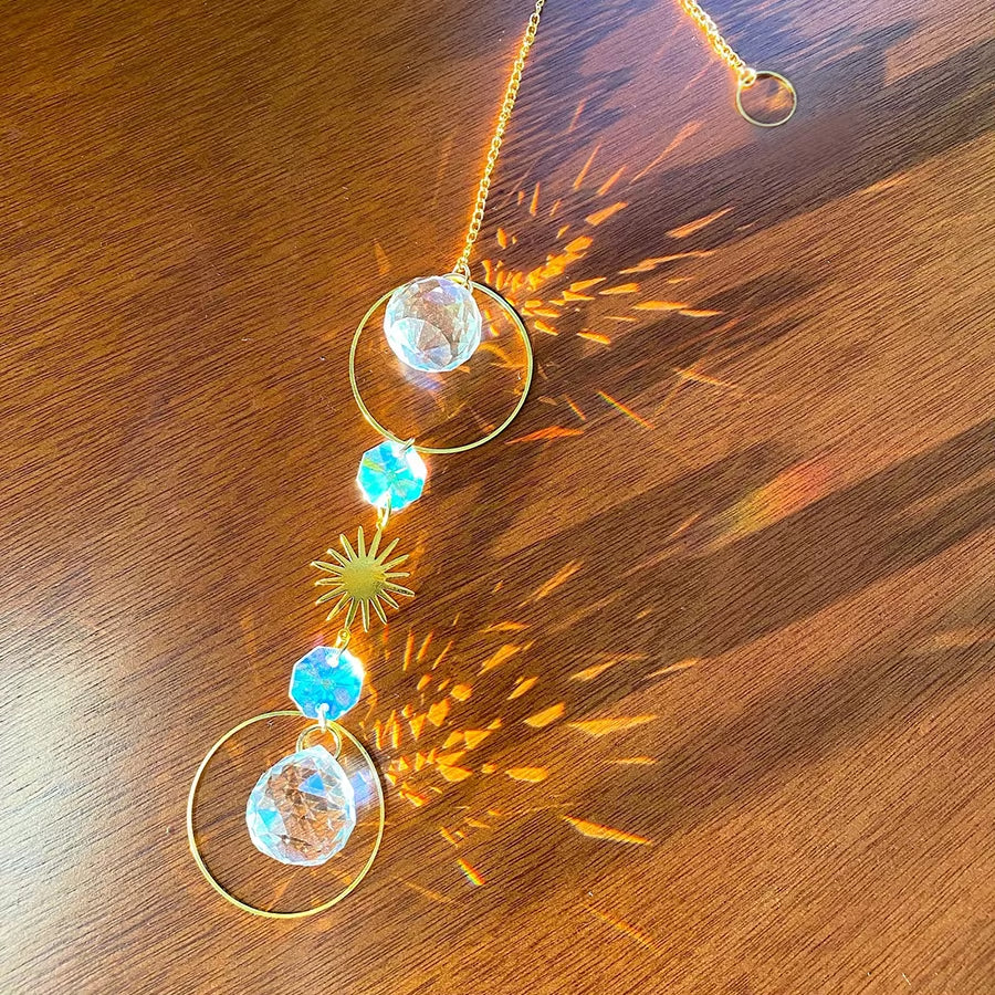 Crystal Sun Catcher Prism Rainbow Maker Hanging Lightcatcher Sun Boho Window Hanger Car Accessory Charm Home Pendant Decorations