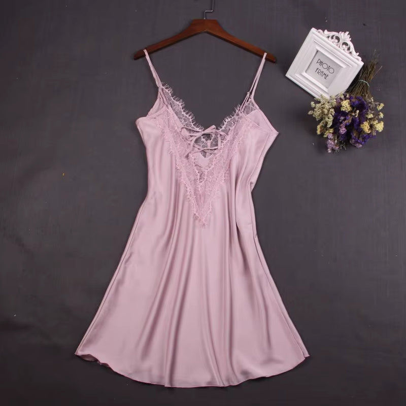 Sexy White Women Nightwear Lace Nightdress Nighty Mini Nightgown Suspender Skirt Sleepwear Rayon Sleeveless for Female M-XXL