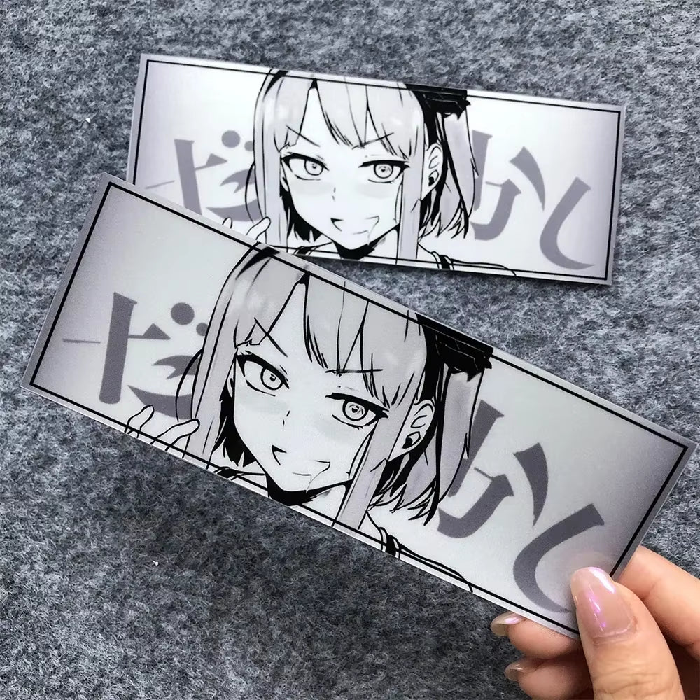 JDM Anime Girl Eyes Gaze Motorcycle Stickers Waterproof Moto Bike Helmet Side Panels Fuel Tank Fairing Vinyl Decals Accessories