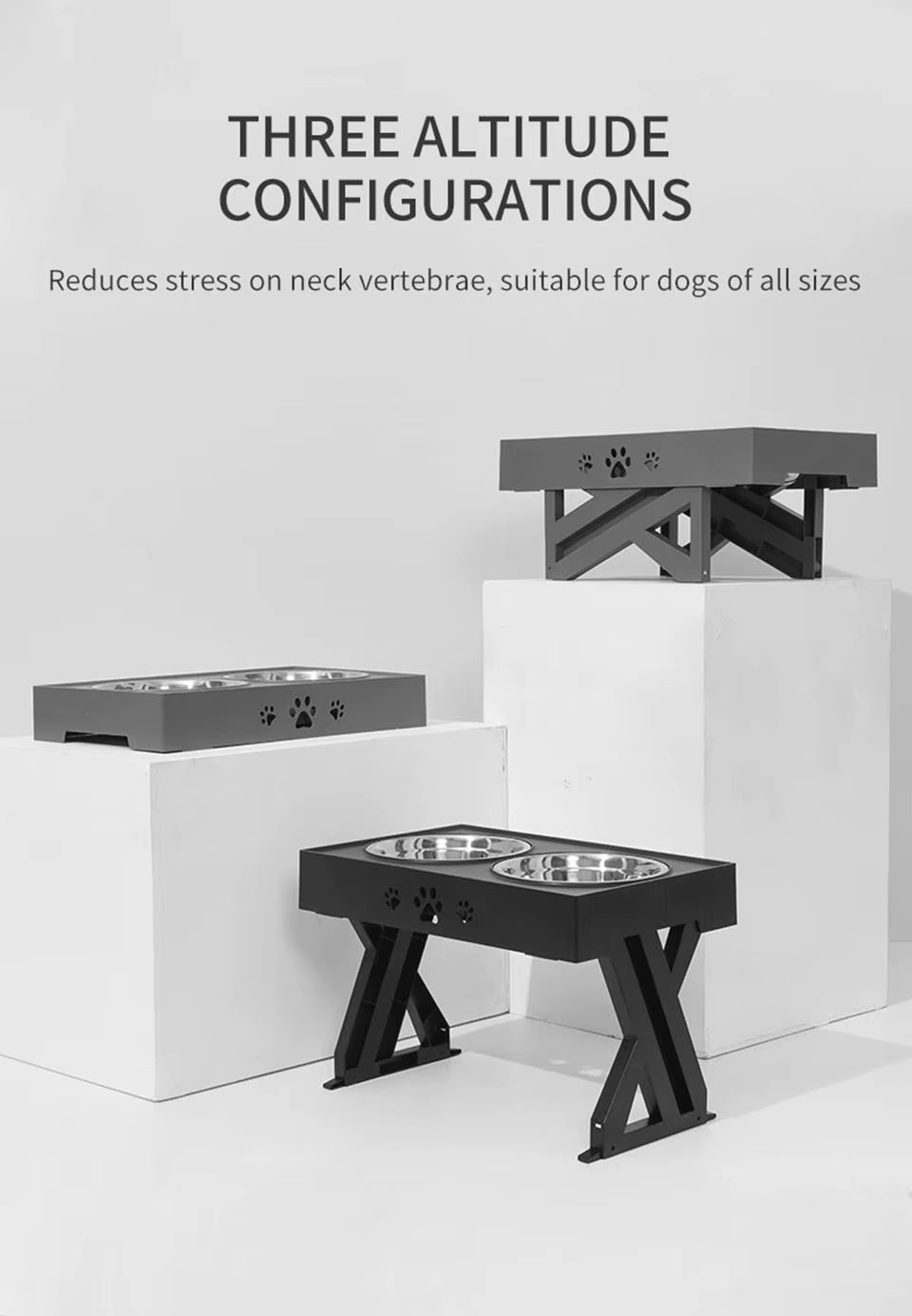 Dogs Double Bowl Adjustable Heights Elevated Pet Cat Food Feeding Dish with Stand Lift Tabel for Dog Water Feeder Stainless