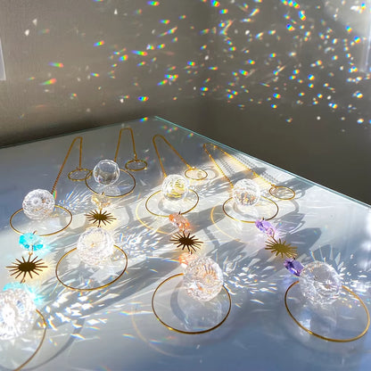 Crystal Sun Catcher Prism Rainbow Maker Hanging Lightcatcher Sun Boho Window Hanger Car Accessory Charm Home Pendant Decorations