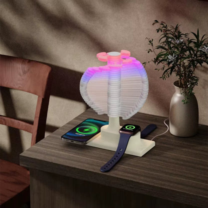 Creative Spiral Tree Night Light 3-In-1 Wireless Charging Ambient Table Lamp Bedside Desktop Lamp Home Decor